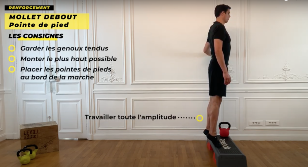 exercice de renforcement musculaire de l'aponévrose plantaire mollet