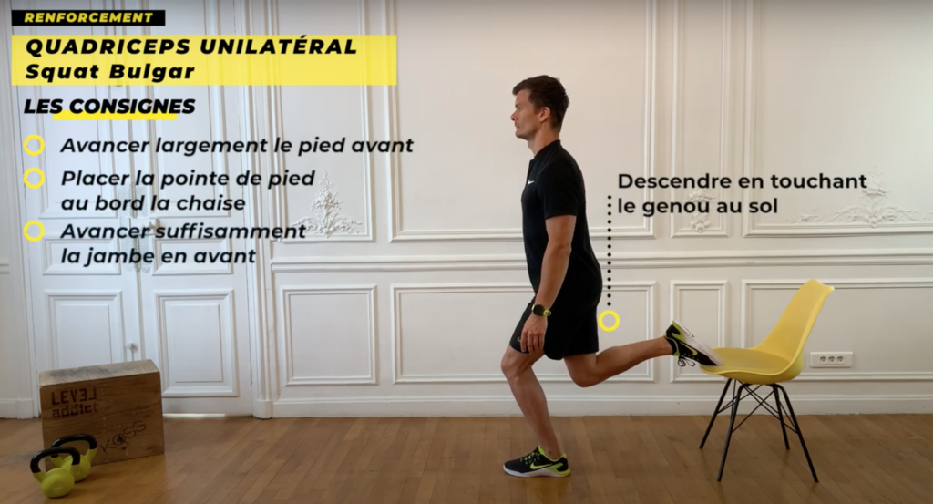 exercice de renforcement musculaire quadriceps fessier unilatéral
