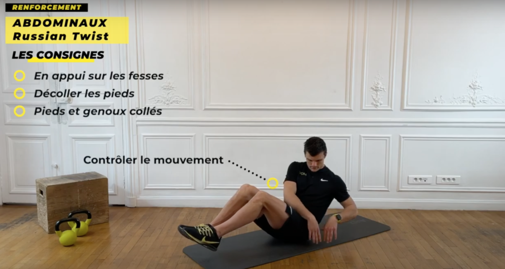 exercice de renforcement musculaire abdominaux et obliques