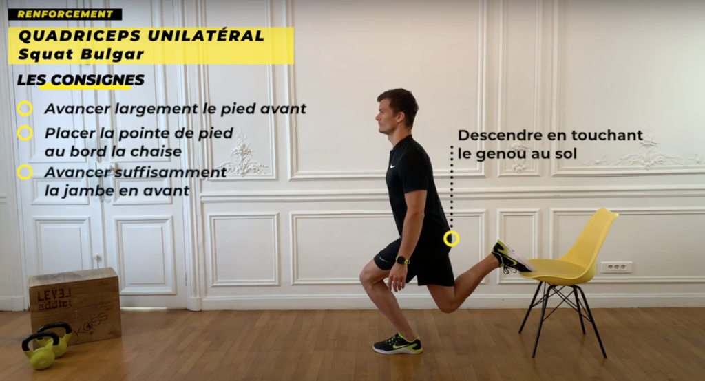 exercice de renforcement unilatéral du quadriceps et fessier