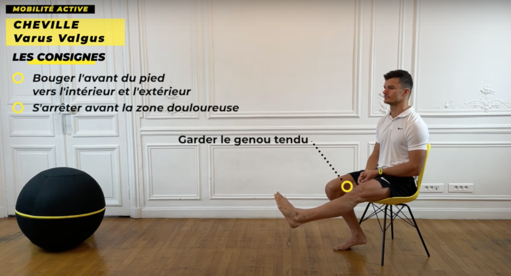 exercice mobilité cheville entorse flexion extension