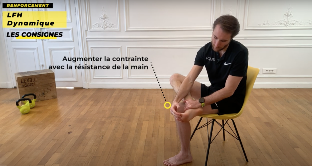 exercice de renforcement du long fléchisseur orteils