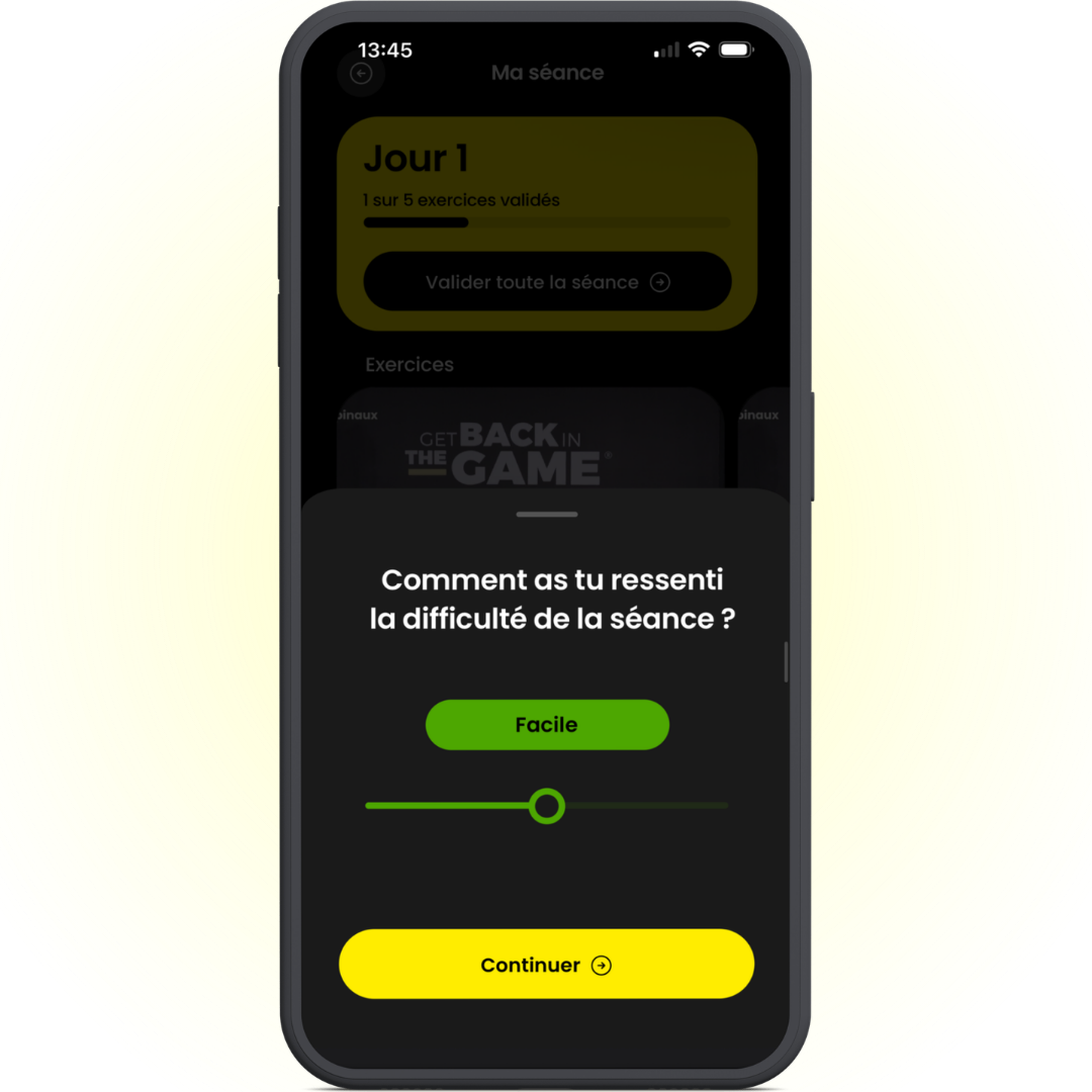 Perceived exertion (RPE) questionnaire in the HOPP app