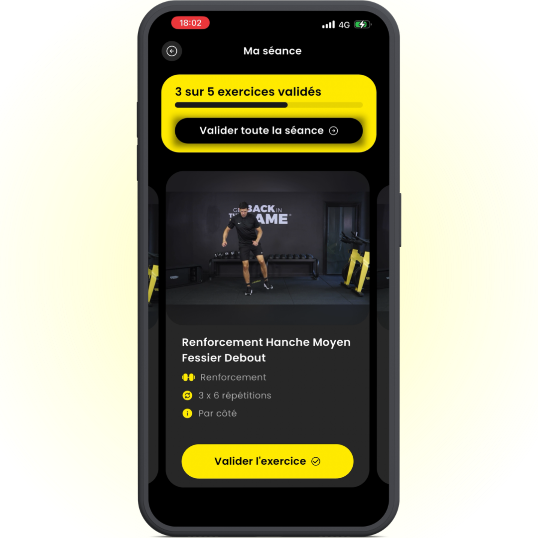 Exercice de programme de reeducation par kine digital application HOPP