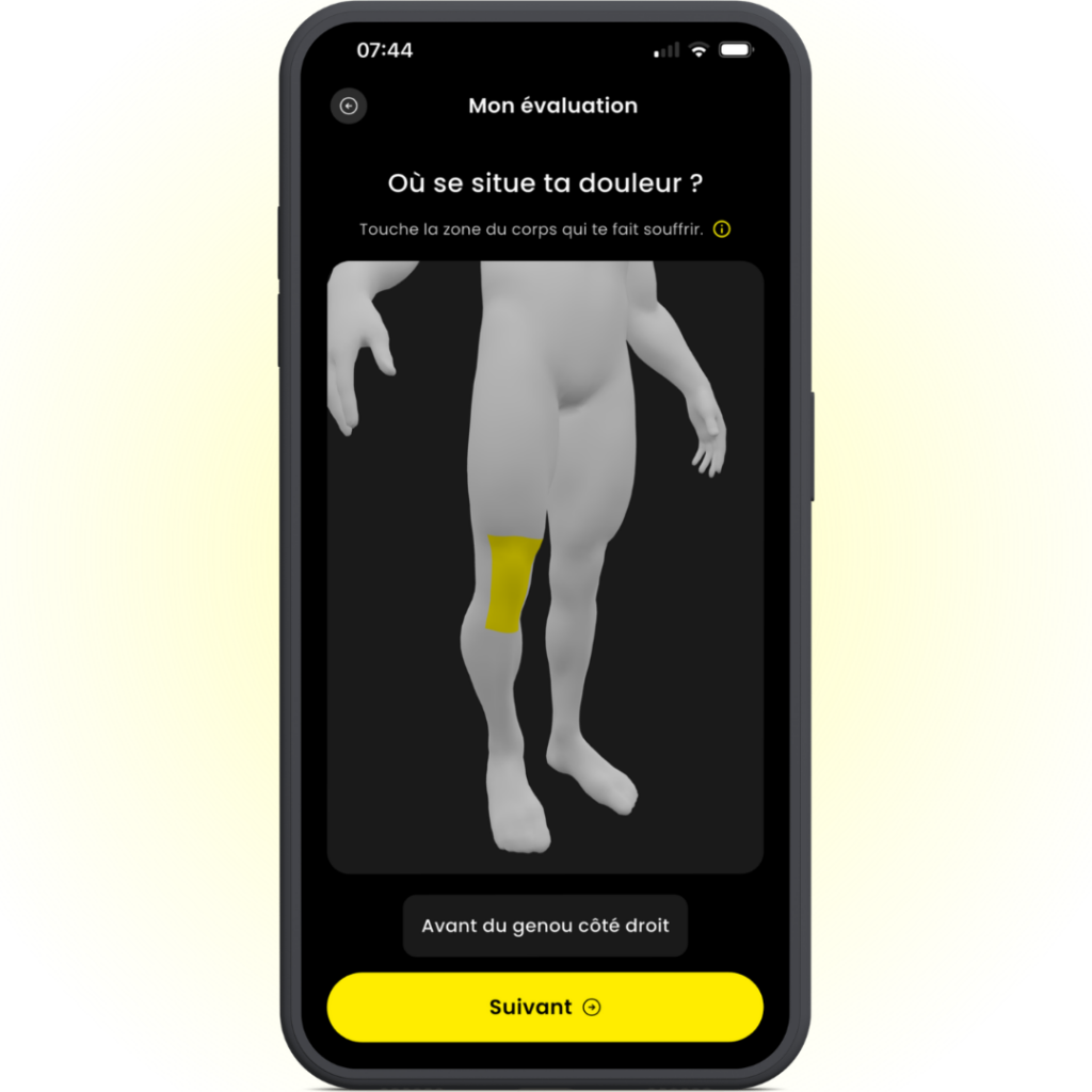 Selection de la zone de la blessure