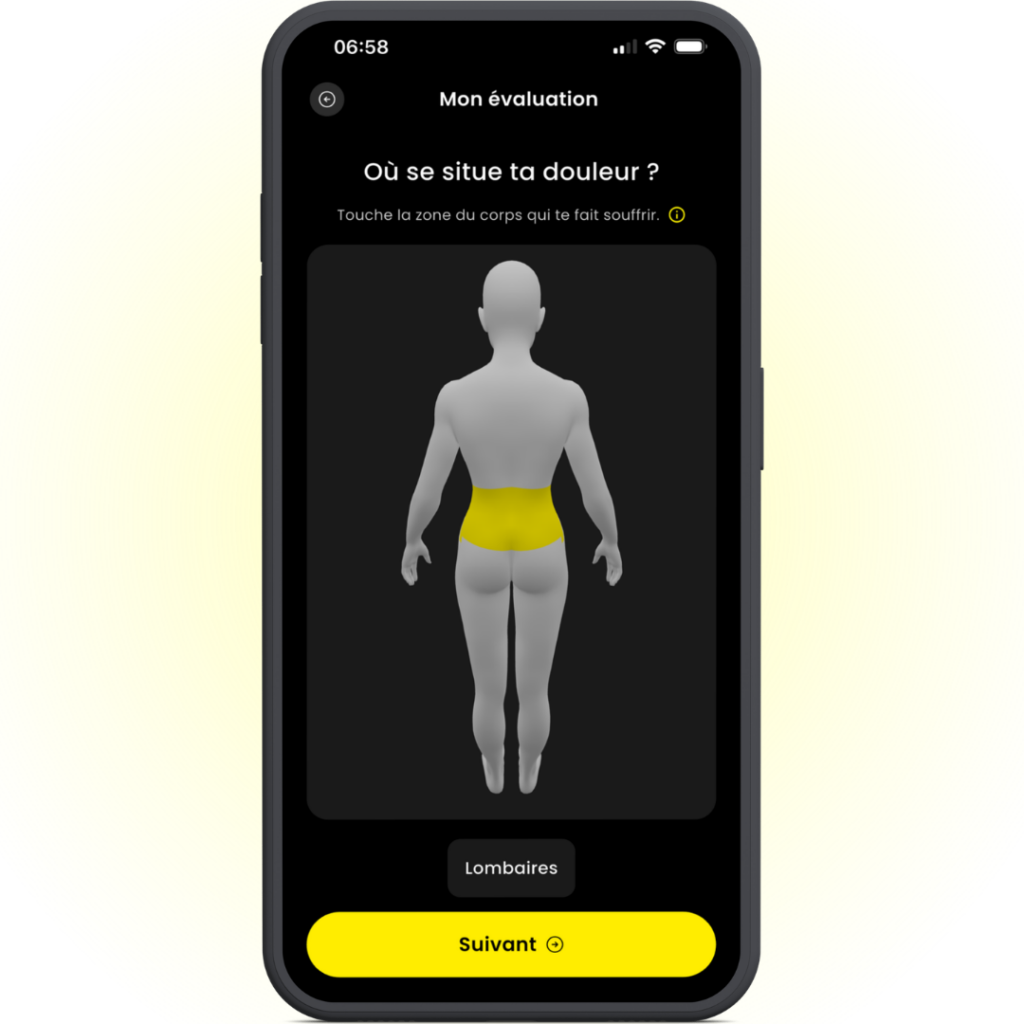 Selection zone duloureuse lombaire femme