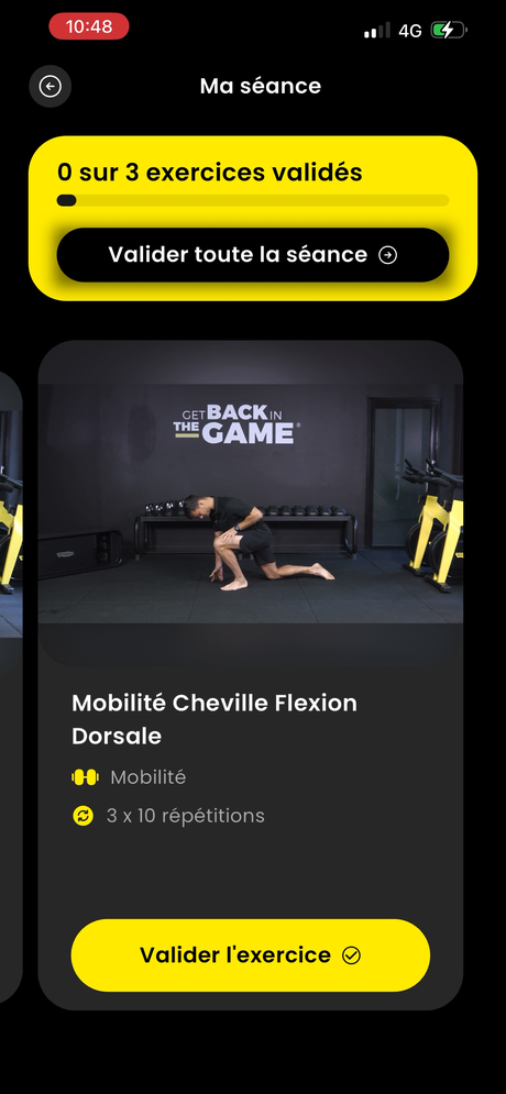 Exercice de mobilité de la cheville dans l'application HOPP