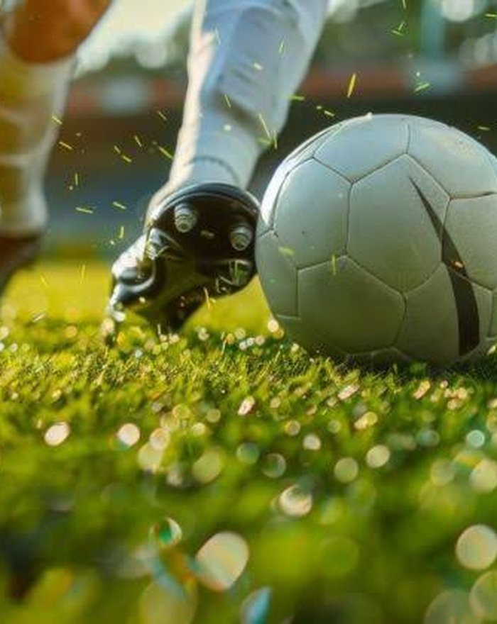 Jugador de fútbol golpeando el balón